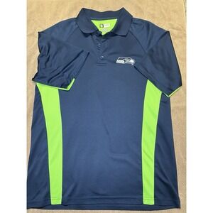 Seattle Seahawks Men's Polo Shirt Large Blue, Short Sleeve, NFL Team Apparel